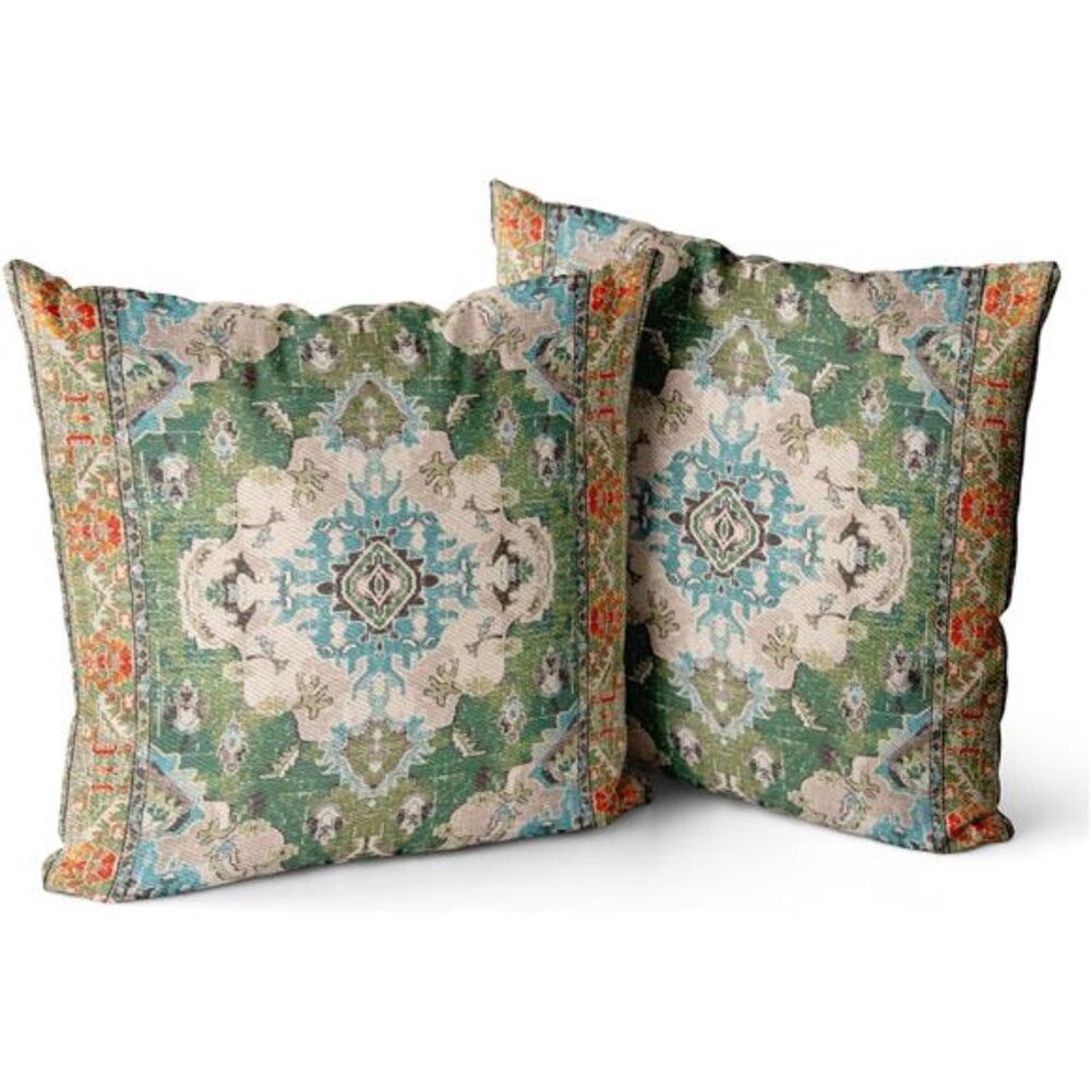 Boho Throw Pillow Covers 16x16 inch Set of 2 Boho Rug Carpet Double